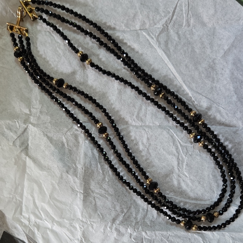 Bounkit Black and Bronze Multi-Strand Gemstone Necklace